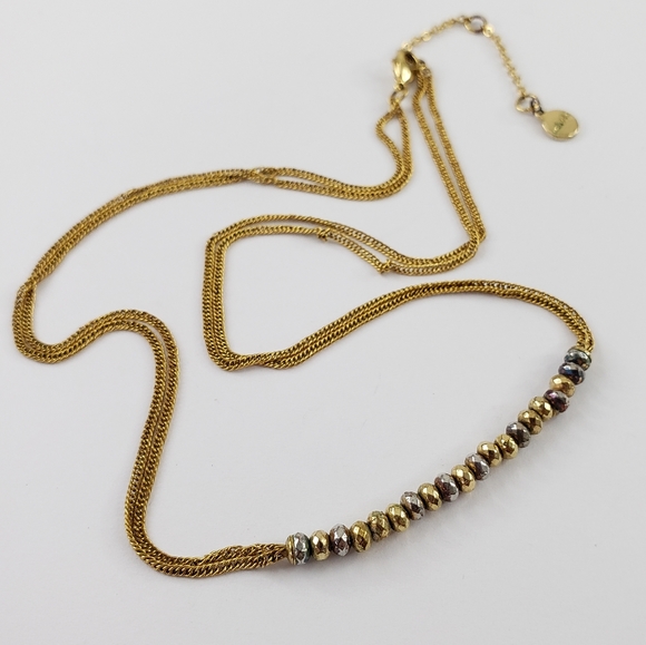 Stella & Dot Jewelry - Stella & Dot dainty layer necklace petite beads in antique gold and silver tone